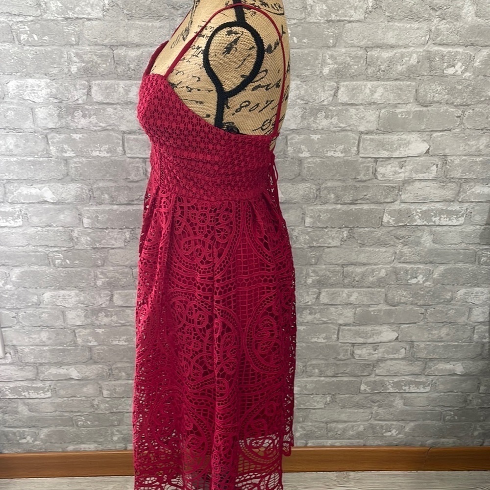 Lulus Real Life Dream Berry Red Lace Midi Dress - Picture 6 of 12